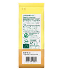 Lebensbaum Garam Masala, Bio-Gewürz zum Würzen von Currys, Rice et Geflügel mit würzig-warmer et angehenm pfeffriger Notes, 40 g