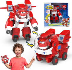 Super Wings Robot Toys - Jett Transformers Toy Cars Toy Trucks Avec Mini Jet Avion Jouets Pour Enfants 3 4 5 Ans, Red Action figures Naty Shop Jett A