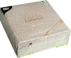 Papstar, 50 Serviettes "Collection ROYAL" pli 1/4 40 cm x 40 cm Gris "Casali", #84889 (Lot de 2)