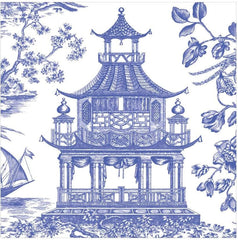 Serviettes de table Toile Pagode Chinoiserie, bleues, 20 pièces par paquet