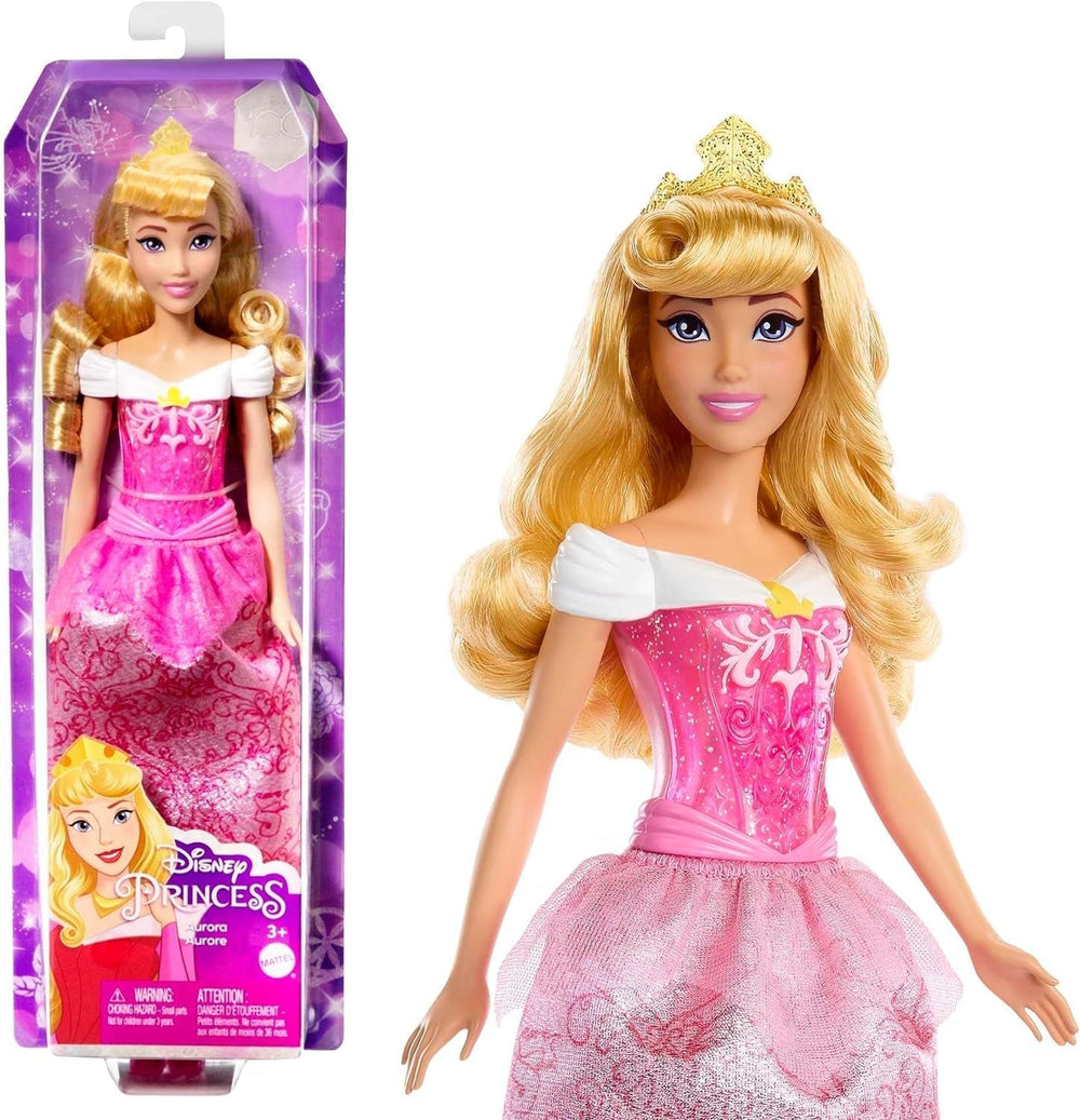 Mattel DISNEY Princesse Aurore - Poupée avec tenue typique, chaussures et diadème amovibles, haut scintillant et jupe amovible à motifs, cheveux longs coiffables, HLW09 Naty Shop Dolls Multicolore
