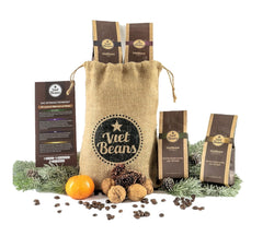 Sacs à café pour boissons - Kaffeesack Jute - Vier Sorten exotischer Kaffee im Jutesack - Weihnachten Geschenkidee - Sacs à café pour boissons - Ganze Bohne