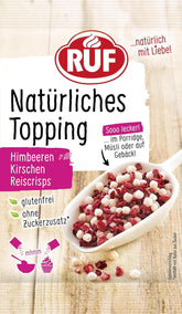 RUF Chips de Riz, Sans Additifs Artificiels, Mélange de Fruits pour Porridge et Pâtisseries, Sans Gluten, Végétalien, 15 Grammes Sprinkles Naty Shop 15 Grammes Riz, Cerises, Framboises