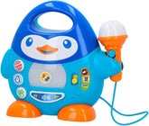 WinFun karaoke music player, design pinguin, cu lumini intermitente și efecte de ecou, în albastru, stil jucăuș, conexiune USB Jucarii Bebe Naty Shop Titlu implicit