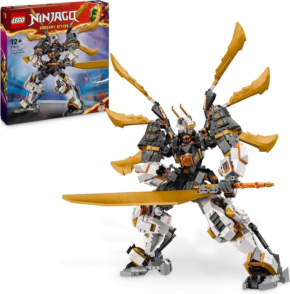 LEGO NINJAGO Cole's Titan Dragon Mech, jucărie de aventură pentru copii, set de joacă Ninja cu 1 minifigurină, cadou de ziua de naștere pentru băieți și fete de la 12 ani, set de joacă Fantasy 71821 Seturi de constructie Besuche den LEGO-Store Titlu implicit