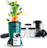 Gourmetmaxx Mr Magic Blender, machine à smoothie avec pack d'accessoires XXL Naty Shop Green | Noir M. Magie | 400W | XL-Set