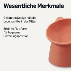 Amazon Basics Futternäpfe für Katzen, Katzenohrform, 2er-Pack, 13,2 × 13,2 × 11,4 cm, orange et bleu