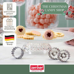 Zenker Ausstecher-Set Linzer Herz und Stern aus Edelstahl – Perfekt für Weihnachtskekse, 3-teilig, inkl. Geschenkverpackung, spülmaschinengeeignet und rustfrei – The Christmas Candy Shop