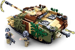WWII - Deutscher Jagdpanzer (524 Teile), Spielset, Steckbausteine, mit Spielfigur, für Kinder ab 4 Jahren, Mehrfarbig