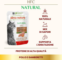 almo nature HFC Natural - Nourriture humide pour chats - au poulet - Qualité humaine, Sans gluten, Monoprotéine - 55g, paquet de 6