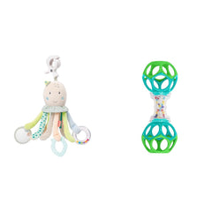 Fehn Jouet d'activité Poulpe - Jouet de motricité pour bébé pour poussettes et démarrages brillants, Oball, Jouet hochet avec balles de préhension pour la marche, Jouet interactif pour bébé Bebe Toys Naty Shop Pack de jouets Octopus