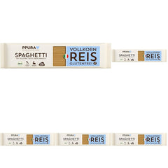 PPURA Spaghetti au riz complet bio sans gluten 400g - Pâtes naturelles italiennes au riz complet bio - Sans gluten, sans sucre ni additifs, préparées de manière traditionnelle