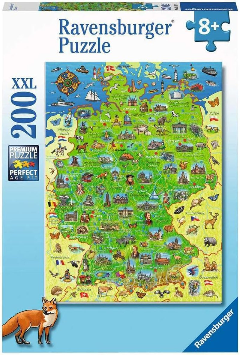 Ravensburger Puzzle pour enfants – Carte couleur de l'Allemagne – Puzzle 200 pièces pour 8 ans et plus Puzzle Naty Shop Titre par défaut