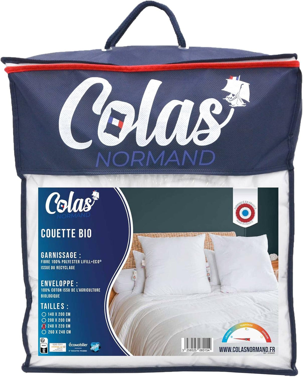 COLAS NORMAND | Couette légère, 240 X 220 cm, coton bio, garnissage recyclé Couettes et quilts Naty Shop Titre par défaut