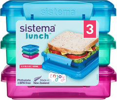 Système de boîte à sandwich pour boîte à lunch | 450 ml | boîte à lunch empilable et hermétique avec couvercle | pour enfants et adultes | sans BPA | couleurs mélangées | 3 pièces Boîtes de conservation alimentaire Naty Shop 3 X 450 Ml