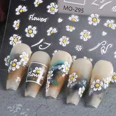 3 pièces Set d'autocollants pour ongles - Autocollants autocollants pour ongles avec fleurs et motifs bien-être - Autocollants pour nail art créatifs - Tatouages et tatouages créatifs