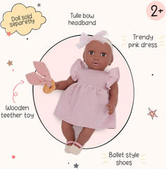 LullaBaby - Baby Puppe Dress Outfit - Kleidungsset - Rosa Kleid, Stirnband, Schnuller und Schuhe - 36 cm Baby-Puppen-Kleidung - Fantasievolles Spiel - Spielzeug für Kinder ab 2 Jahren