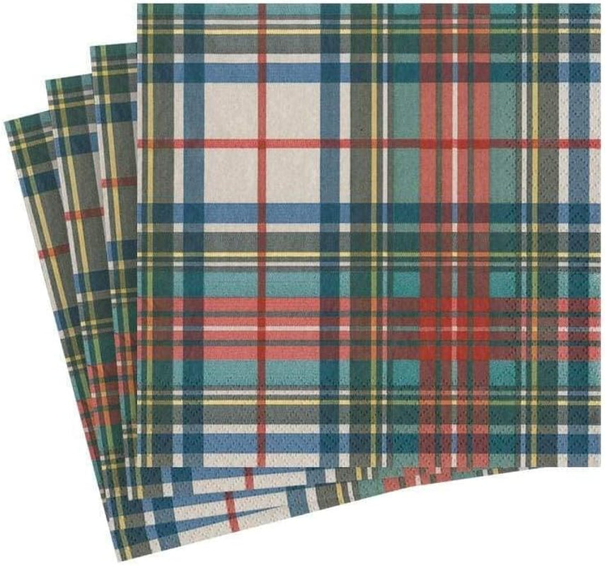 Serviettes en papier pour cocktail Dress Stewart Tartan, 20 par paquet