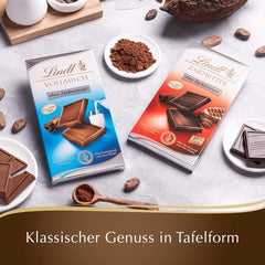 Lindt Chocolate | Baton de ciocolată neagră fără zahăr adăugat | 100g | Cea mai fină ciocolată neagră cu 55% cacao, fără zahăr adăugat și fără gluten | Baton de ciocolată fără gluten