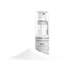 Sugarflair White Pump Powder Spray - Colorant alimentaire pour décoration de gâteaux, Spray sans aérosol pour gâteaux, muffins et plus - 10 g