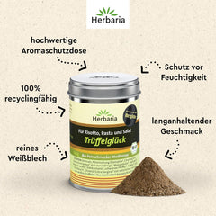 Herbaria Trüffelglück bio 110g M-Dose - fertiges Bio-Pilz- & Trüffelgewürz für intensiv-köstliche Gerichte - mit erlesenen Zutaten - in nachhaltiger Aromaschutz-Dose