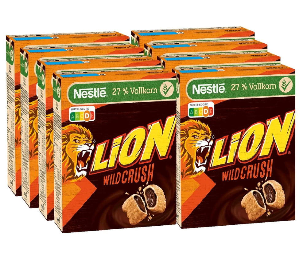 Céréales LION Wildcrush, chocolat et caramel Céréales pour petit-déjeuner, paquet de 8 x 360 grammes Naty Shop Default Title