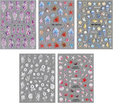 5 pièces 5D autocollants pour ongles en relief motif océan breloques pour ongles océan été autocollants pour ongles coquillages animaux marins autocollants mignons pour la conception des ongles accessoires de conception des ongles