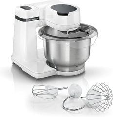 Bosch Küchenmaschine Serie 2 MUMS2EW00, Edelstahl-Schüssel 3.8 L, Planetenrührwerk, Knethaken, Schlag-, Rührbesen Edelstahl, 4 Arbeitsstufen, DurchOptiones Zubehör Erweiterbar, 700W, Weiß Kitchen Naty Shop