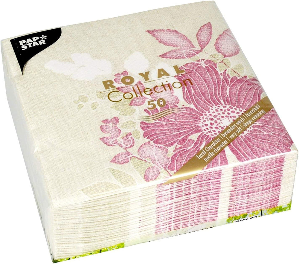 Papstar, 50 Serviettes "Collection ROYAL" 1/4 Pli 40 Cm X 40 Cm Fuchsia "Annabel", #85015