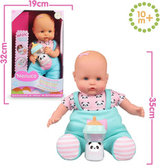 Magische Flasche, weiche Babypuppe, die Flüssigkeit aus der Flasche verschwindet, wenn das Baby fertig ist. Für Jungen und Mädchen ab 10 Monaten (Famosa NFN86000)