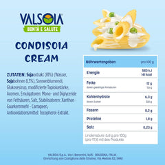 Crème Condisoia, crème de cuisson idéale pour les personnes intolérantes au lactose, végétaliens et végétariens, polyvalente en cuisine, 6 x 200 g