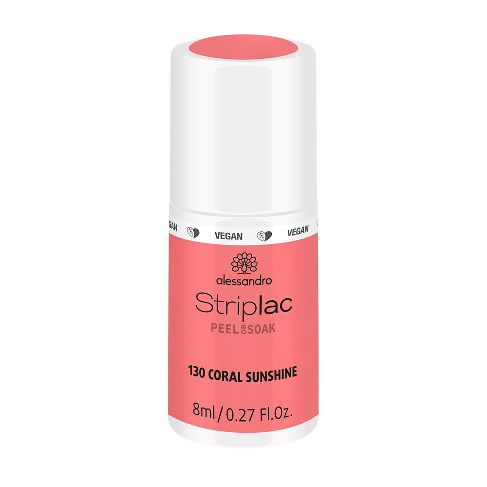 Vernis à ongles UV alessandro Striplac Coral Sunshine – Délicat et longue durée – S'enlève facilement grâce à la technologie de retrait – Vegan et cruelty-free – 8 ml
