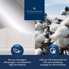 Oreiller Billerbeck S20 Visco - Oreiller cervical - Oreiller 40 x 80 cm - Oreiller de soutien cervical avec noyau Visco High-Tech