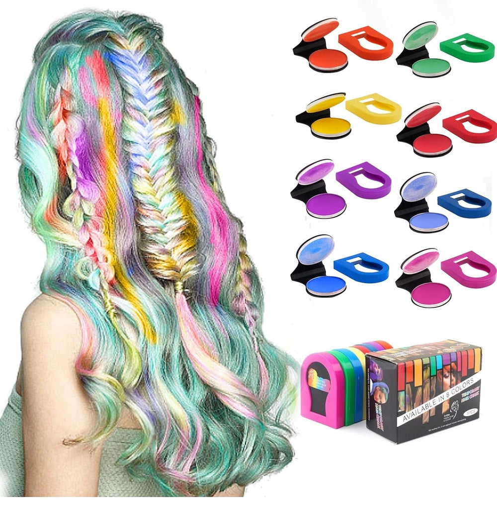 Craie à cheveux pour filles, 8 pièces de craie à cheveux lavable pour enfants, couleur de cheveux brillante temporaire portable non collante, teinture pour cheveux en spray pour enfants, Noël, fête d'anniversaire Naty Shop Hair Dye Titre par défaut