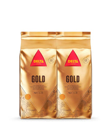 Delta Cafés - Kaffeebohnen Gold - 2 paquets de 1 kg - Intensité 12 - Vollmundige Arabica-Röstkaffebohnenmischung - Sehr spiceisch mit Noten von Honig und Reifen Früchten