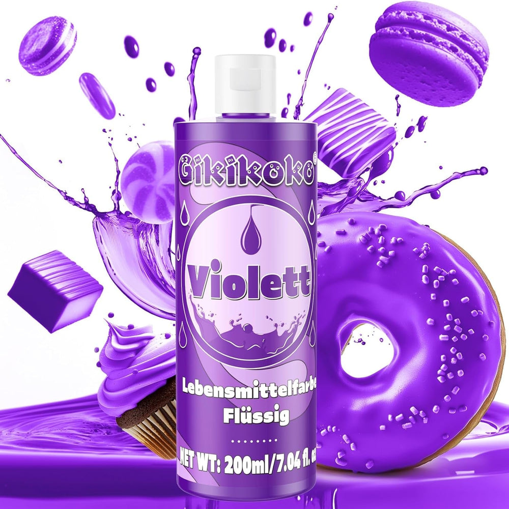 Colorant alimentaire - Gikikoko 200 ml colorant alimentaire liquide, très concentré, colorant alimentaire pour pâtisserie, macarons, gâteaux, gelée, fondant, biscuits, slime DIY (violet)