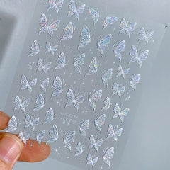 Aurora Muschel Schmetterling Nagelsticker Weiß Schmetterlinge Nail Sticker Gelee Relief Butterfly Nagelaufkleber Y2K Papillons Nagel Sticker Nägel Nageldesign Nagel Zubehör Nail Art Stickers Nailart