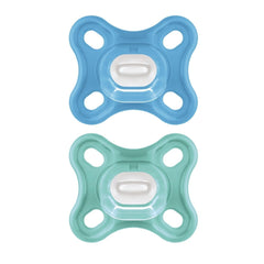 Suzete MAM Comfort din silicon, pachet de 2 (0-2 luni), suzete pentru prematuri și nou-născuți, set suzetă cu cutie pentru suzetă, roz/violet