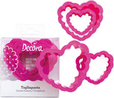 0255306 Ensemble d'emporte-pièces en forme de cœur, ondulés, 4 pièces, tailles 4-5,5-7-8, hauteur 2,2 cm