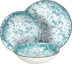 Kalos, service de vaisselle pour 6 personnes, 18 pièces, porcelaine, bleu clair