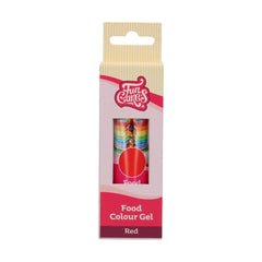 Colorant alimentaire Funcakes, gel rouge : Colorant alimentaire très concentré pour pâte, crème, fondant et pâte d'amande. Dosage facile. Une seule goutte pour créer des couleurs vibrantes. Halal. 30g.