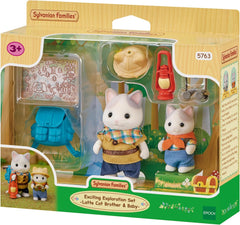 Sylvanian Families - 5763 Adventure Explorer - Ensemble avec deux figurines, père et bébé chaton au lait, figurine animale, jouet détaillé pour enfants à partir de 3 ans
