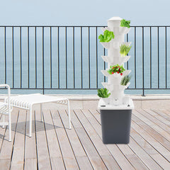 Turn hidroponic cu 30 de capsule, sistem de creștere hidroponică pentru grădină, kit de creștere verticală hidroponică cu 6 niveluri, turn aeroponic cu pompă de hidratare, adaptor și pat de însămânțare (gri)