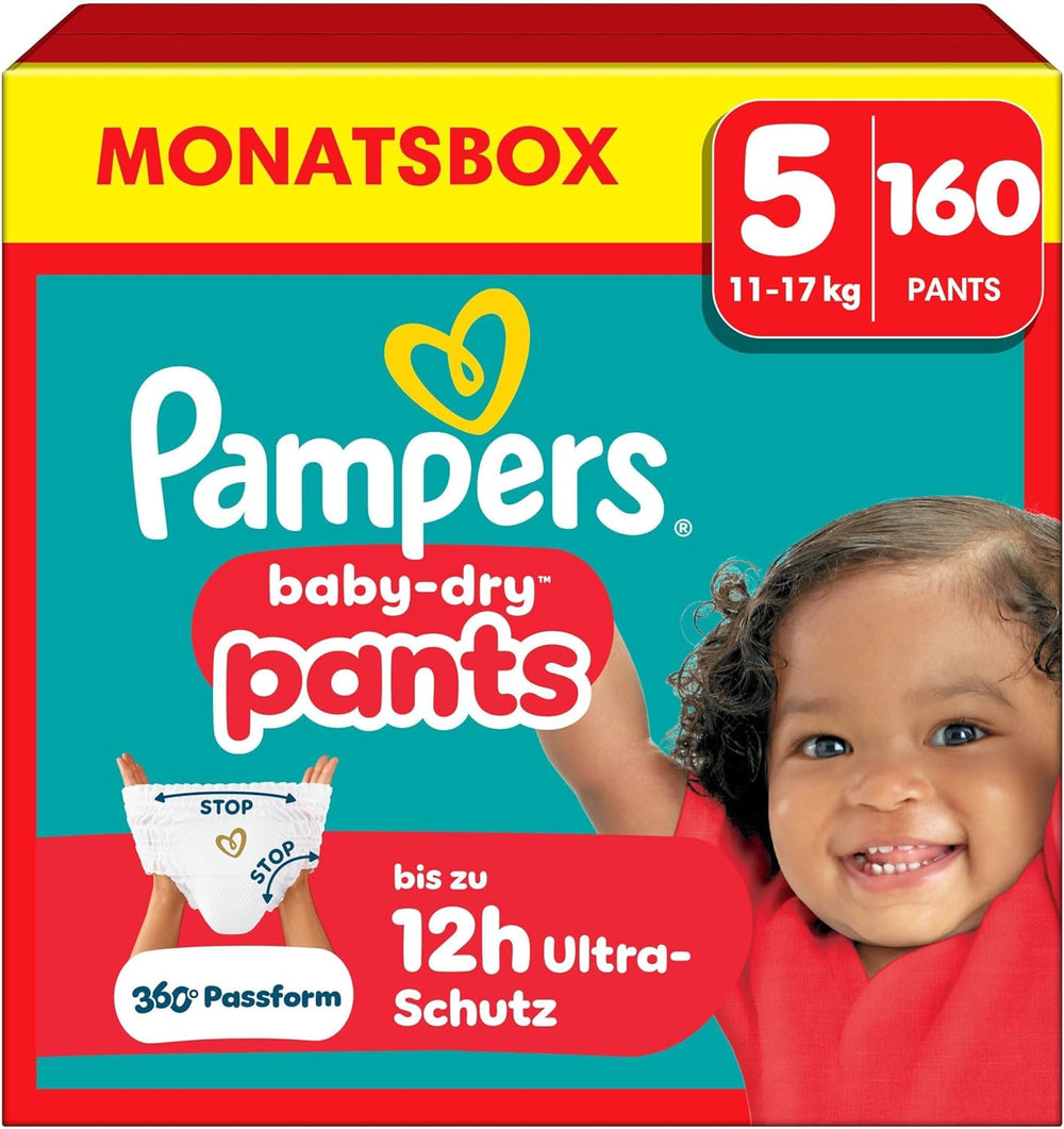 Pampers Baby-Dry Pants Größe 5, 160 Stück, 11kg-17kg, 360° auslaufsichere Fit pour le jour et la nuit