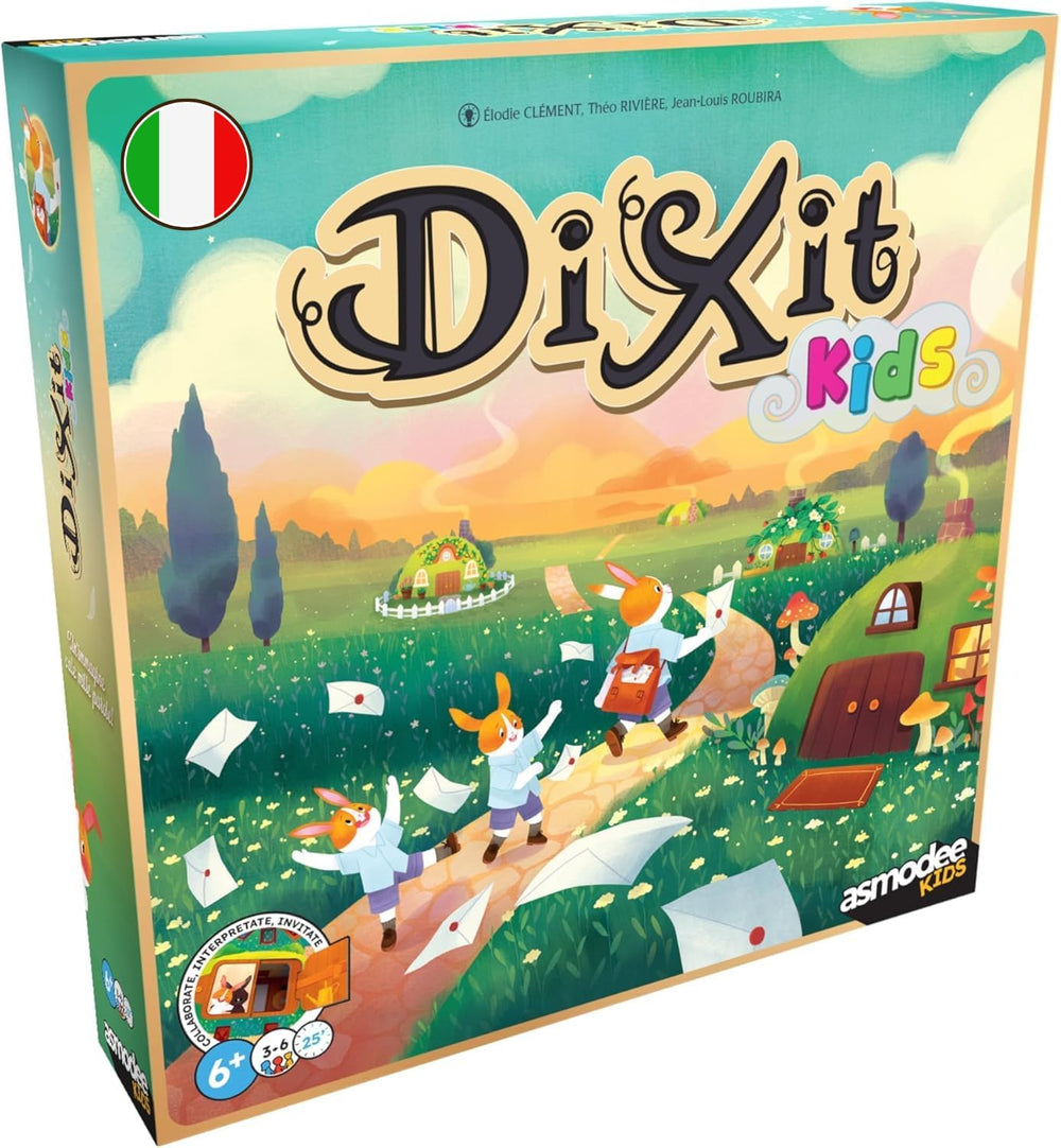 Asmodee Kids - Dixit Kids, jeu de société d'imagination et de fantaisie pour les enfants et toute la famille, cartes à jouer illustrées, 3 à 6 joueurs, à partir de 6 ans, 25 min, édition italienne