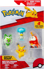 Pokémon PKW3402 - Battle Figure Multipack - pack de 4 avec Pikachu, Croc, Kwaks, Felori, figurines officielles détaillées, 5 cm chacune Figurines Naty Shop