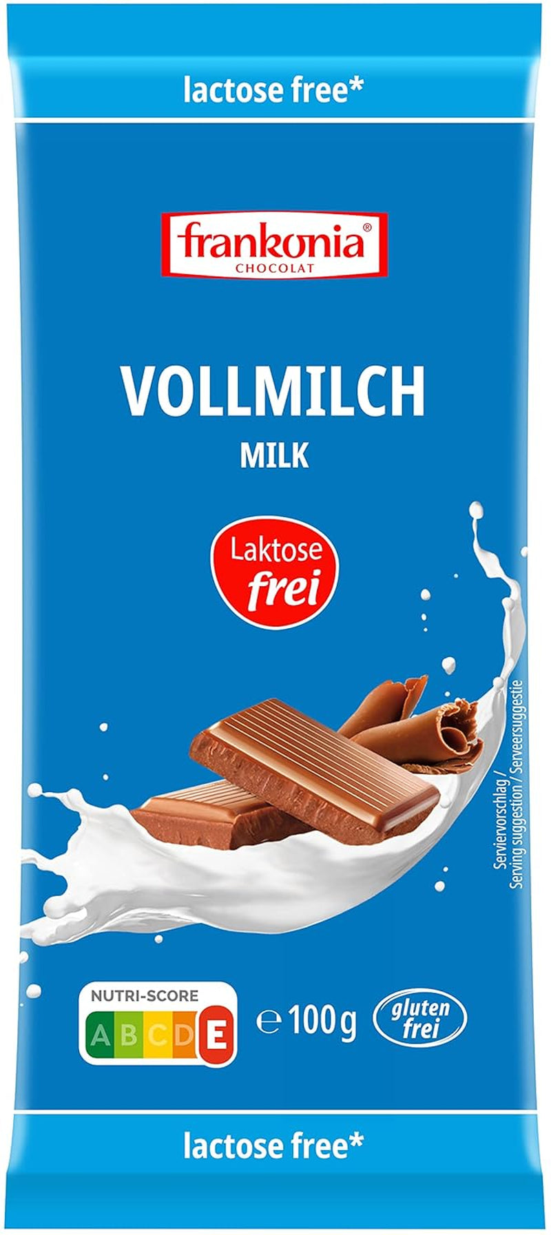CHOCOLAT frankonia Chocolat au lait entier sans lactose ni gluten, 100 g