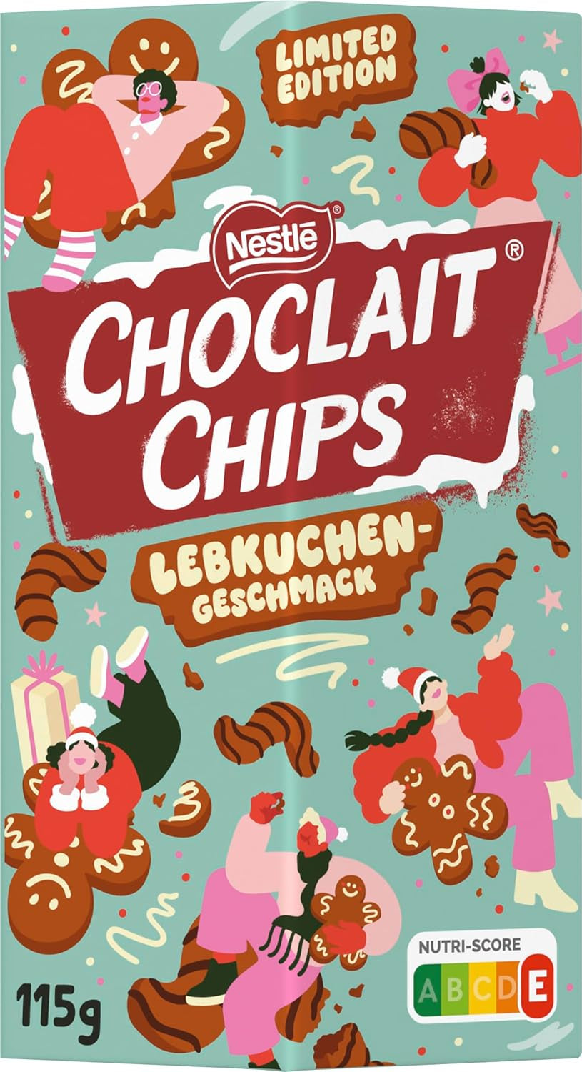 Nestlé Gingerbread, une collation délicieuse et croquante au goût de pain d'épices, recouverte de chocolat au lait et affinée de rayures décoratives de chocolat noir, 1 paquet (1 x 115g)