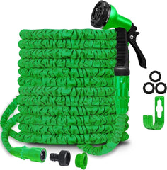 Tuyau d'arrosage flexible et extensible avec raccords de 1,9 cm et 1,27 cm, buse de pulvérisation à 8 fonctions, bleu ou vert, 15 m