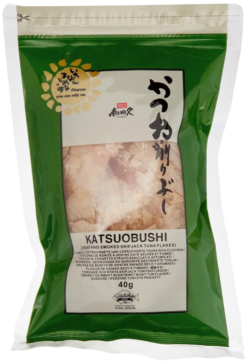 Katsuobushi Bonito Flocken – Aus 100 Prozent getrootkenem und Geräuchertem Bonito Tunfisch – Idéal pour la cuisine japonaise – 1 x 40 g